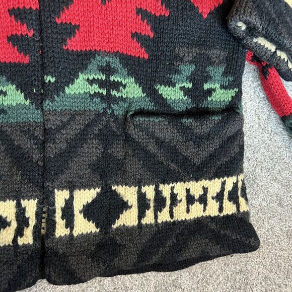 Polo Ralph Lauren Native Knit Wool Aztec Cardigan Tie Sweater M Indian VTG RARE - Picture 5 of 10